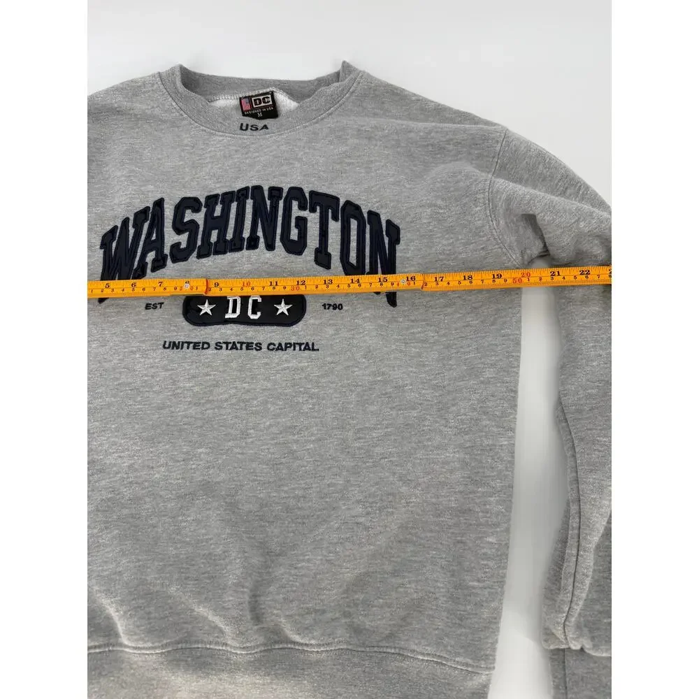 Washington DC Crewneck Sweatshirt Gray Fleece USA Souvenir Adult Medium
